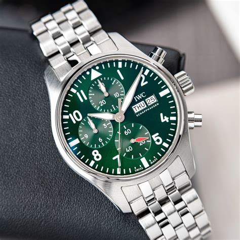 iwc pilots chrono|iwc pilot chronograph 41mm green.